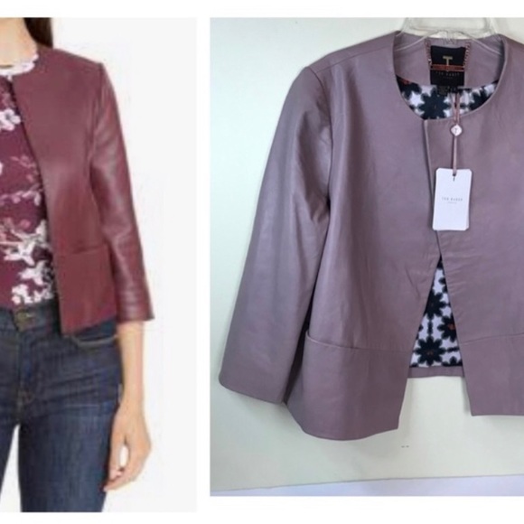 Ted Baker Morisr NEW Crop Leather Jacket Pockets - Picture 4 of 8